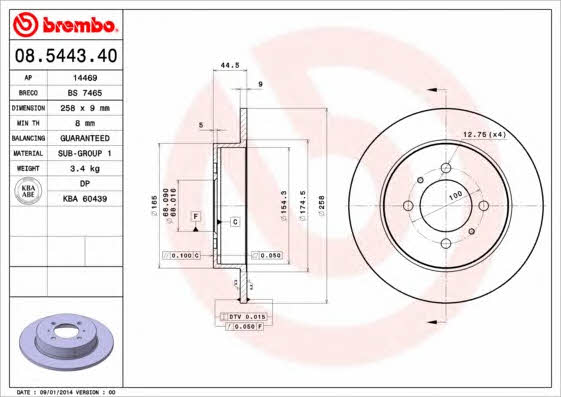 Breco BS 7465 Тормозной диск задний невентилируемый BS7465: Отличная цена - Купить в Польше на 2407.PL!