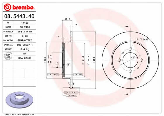 Breco BS 7465 Диск гальмівний задній невентильований BS7465: Приваблива ціна - Купити у Польщі на 2407.PL!