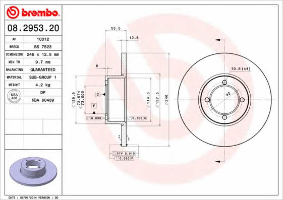 Breco BS 7523 Unventilated front brake disc BS7523: Buy near me in Poland at 2407.PL - Good price!