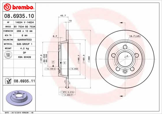 Breco BS 7534 Тормозной диск задний невентилируемый BS7534: Отличная цена - Купить в Польше на 2407.PL!