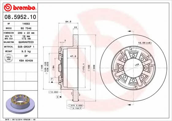 Breco BS 7546 Тормозной диск задний невентилируемый BS7546: Отличная цена - Купить в Польше на 2407.PL!