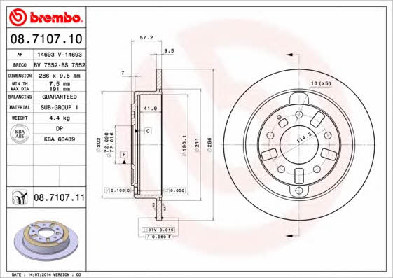 Breco BS 7552 Тормозной диск задний невентилируемый BS7552: Отличная цена - Купить в Польше на 2407.PL!