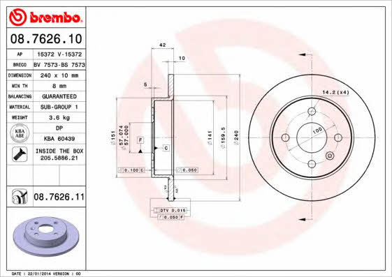 Breco BS 7573 Тормозной диск задний невентилируемый BS7573: Отличная цена - Купить в Польше на 2407.PL!