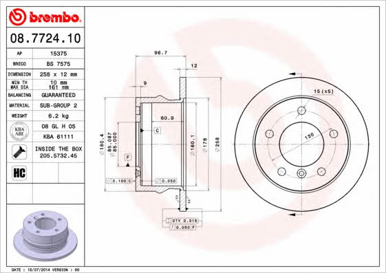 Breco BS 7575 Тормозной диск задний невентилируемый BS7575: Отличная цена - Купить в Польше на 2407.PL!
