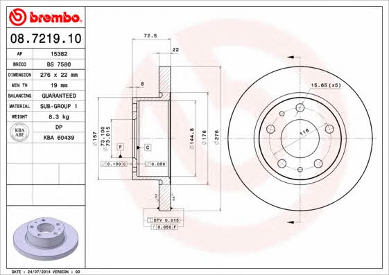 Breco BS 7580 Тормозной диск передний невентилируемый BS7580: Отличная цена - Купить в Польше на 2407.PL!