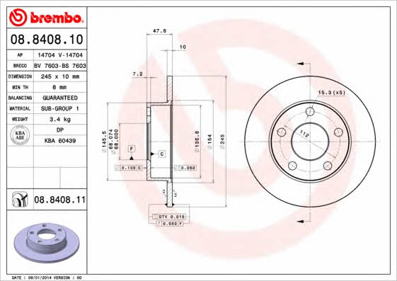 Breco BS 7603 Тормозной диск задний невентилируемый BS7603: Отличная цена - Купить в Польше на 2407.PL!