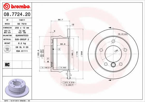 Breco BS 7610 Тормозной диск задний невентилируемый BS7610: Отличная цена - Купить в Польше на 2407.PL!