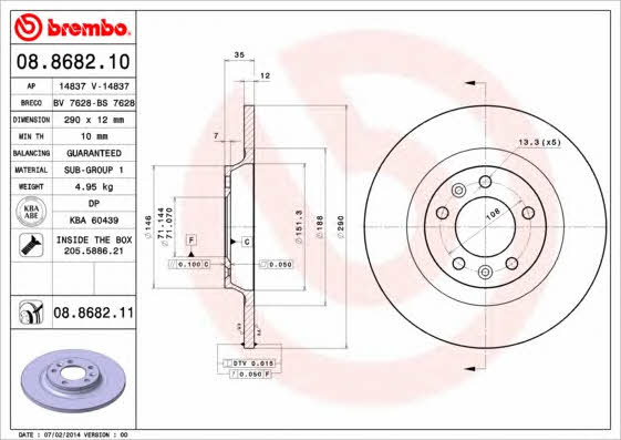 Breco BS 7628 Тормозной диск задний невентилируемый BS7628: Отличная цена - Купить в Польше на 2407.PL!