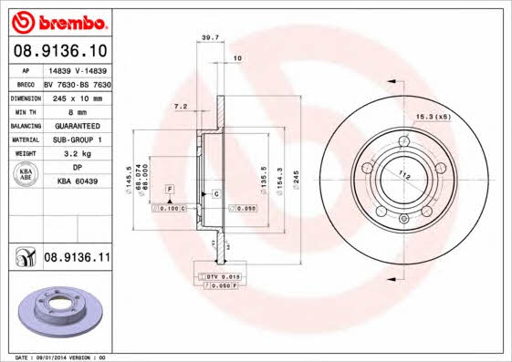 Breco BS 7630 Тормозной диск задний невентилируемый BS7630: Отличная цена - Купить в Польше на 2407.PL!