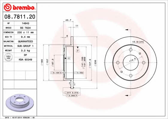 Breco BS 7634 Тормозной диск передний невентилируемый BS7634: Отличная цена - Купить в Польше на 2407.PL!