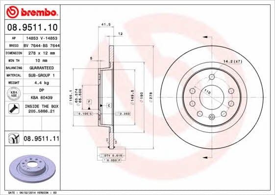 Breco BS 7644 Тормозной диск задний невентилируемый BS7644: Отличная цена - Купить в Польше на 2407.PL!