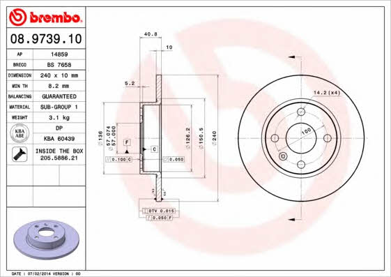 Breco BS 7658 Тормозной диск задний невентилируемый BS7658: Отличная цена - Купить в Польше на 2407.PL!