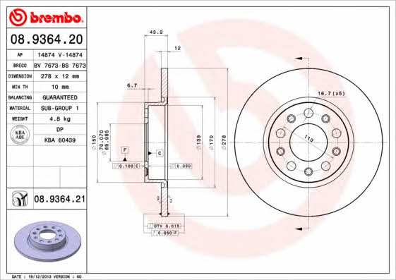 Breco BS 7673 Тормозной диск задний невентилируемый BS7673: Отличная цена - Купить в Польше на 2407.PL!