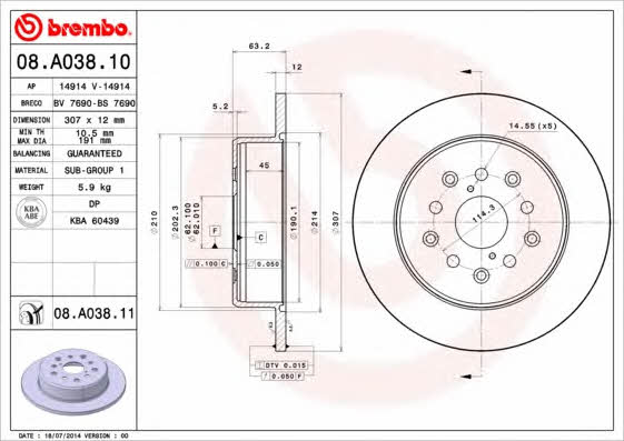 Breco BS 7690 Тормозной диск задний невентилируемый BS7690: Отличная цена - Купить в Польше на 2407.PL!