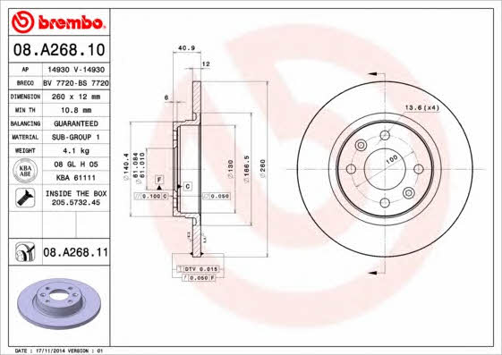 Breco BS 7720 Тормозной диск передний невентилируемый BS7720: Отличная цена - Купить в Польше на 2407.PL!