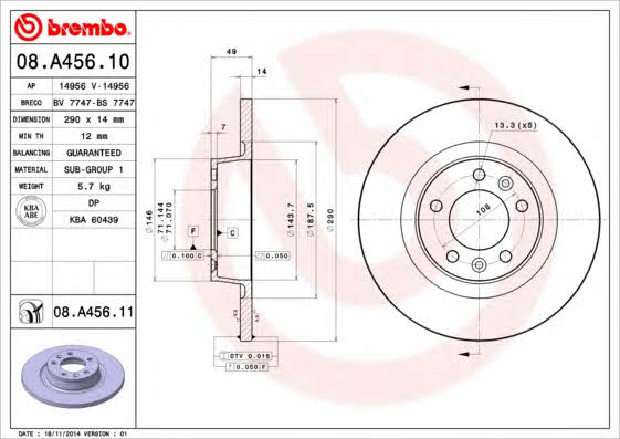 Breco BS 7747 Тормозной диск задний невентилируемый BS7747: Отличная цена - Купить в Польше на 2407.PL!