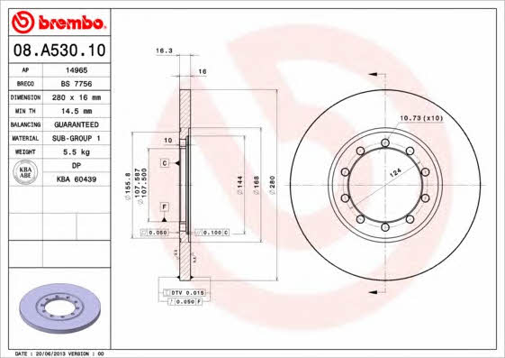 Breco BS 7756 Тормозной диск задний невентилируемый BS7756: Отличная цена - Купить в Польше на 2407.PL!