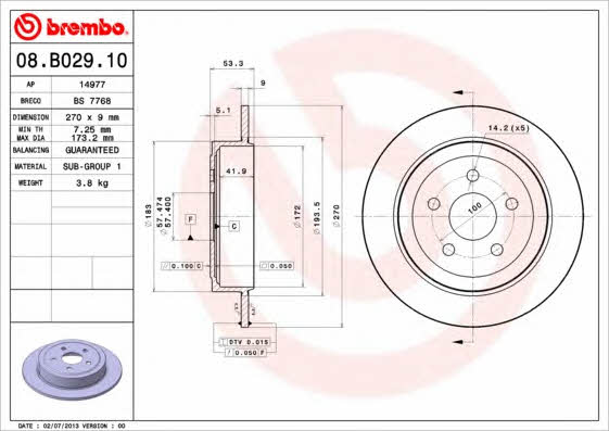 Breco BS 7768 Тормозной диск задний невентилируемый BS7768: Отличная цена - Купить в Польше на 2407.PL!