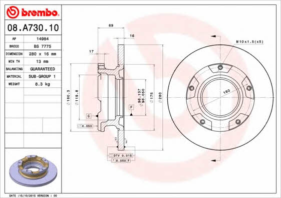 Breco BS 7775 Bremsscheibe hinten, unbelüftet BS7775: Kaufen Sie zu einem guten Preis in Polen bei 2407.PL!