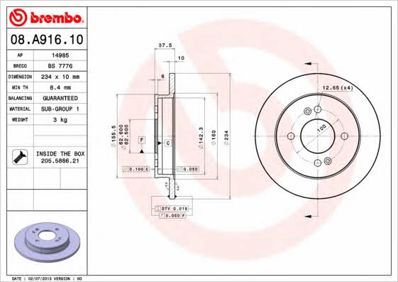 Breco BS 7776 Тормозной диск задний невентилируемый BS7776: Отличная цена - Купить в Польше на 2407.PL!