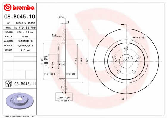 Breco BS 7794 Тормозной диск задний невентилируемый BS7794: Отличная цена - Купить в Польше на 2407.PL!