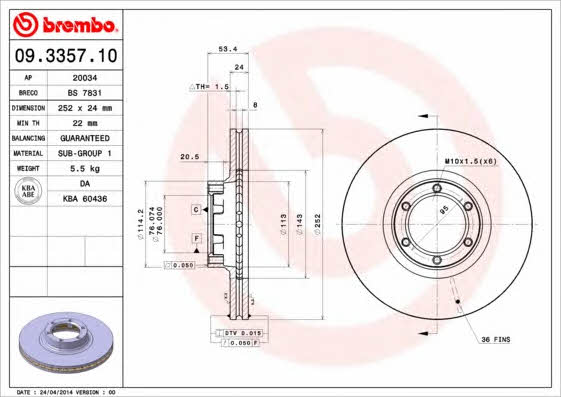 Breco BS 7831 Тормозной диск передний вентилируемый BS7831: Отличная цена - Купить в Польше на 2407.PL!