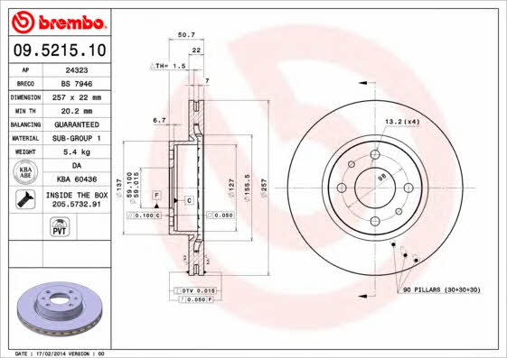 Breco BS 7946 Тормозной диск передний вентилируемый BS7946: Отличная цена - Купить в Польше на 2407.PL!