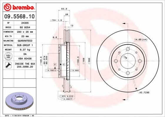 Breco BS 8054 Тормозной диск передний вентилируемый BS8054: Отличная цена - Купить в Польше на 2407.PL!