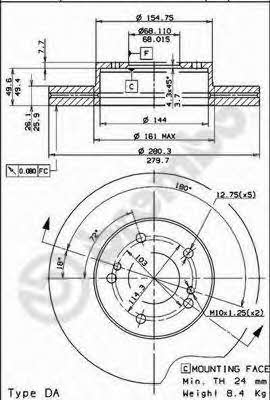 Breco BS 8093 Тормозной диск передний вентилируемый BS8093: Отличная цена - Купить в Польше на 2407.PL!