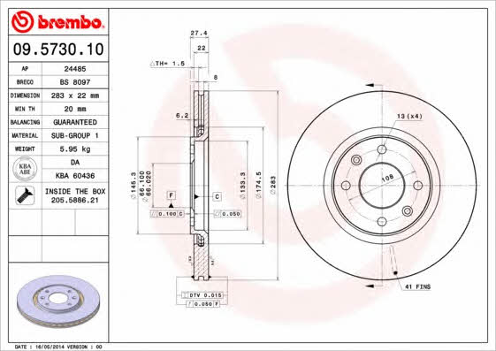 Breco BS 8097 Тормозной диск передний вентилируемый BS8097: Отличная цена - Купить в Польше на 2407.PL!