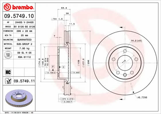 Breco BS 8126 Тормозной диск передний вентилируемый BS8126: Отличная цена - Купить в Польше на 2407.PL!