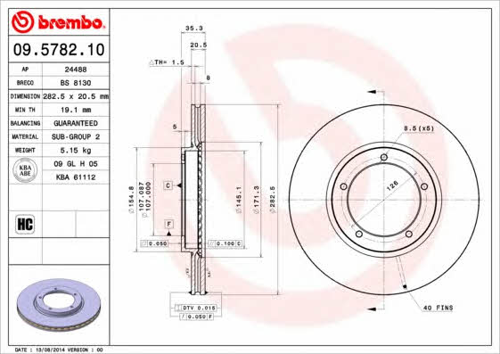 Breco BS 8130 Тормозной диск передний вентилируемый BS8130: Отличная цена - Купить в Польше на 2407.PL!
