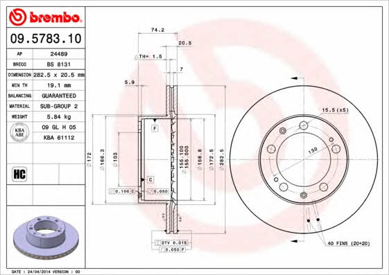 Breco BS 8131 Тормозной диск передний вентилируемый BS8131: Отличная цена - Купить в Польше на 2407.PL!
