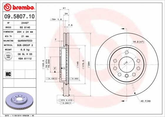 Breco BS 8140 Тормозной диск передний вентилируемый BS8140: Отличная цена - Купить в Польше на 2407.PL!