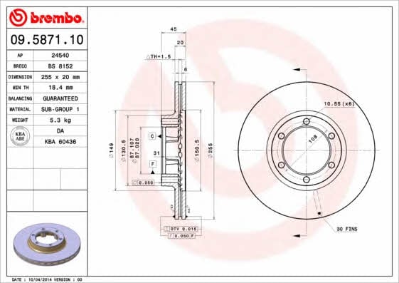 Breco BS 8152 Тормозной диск передний вентилируемый BS8152: Отличная цена - Купить в Польше на 2407.PL!
