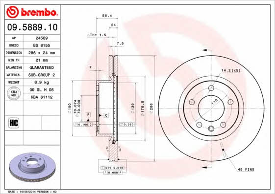 Breco BS 8155 Тормозной диск передний вентилируемый BS8155: Отличная цена - Купить в Польше на 2407.PL!