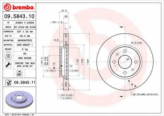 Breco BS 8164 Тормозной диск передний вентилируемый BS8164: Отличная цена - Купить в Польше на 2407.PL!
