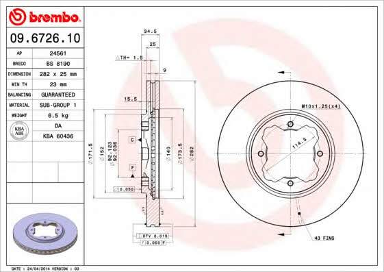 Breco BS 8190 Wentylowana przednia tarcza hamulcowa BS8190: Dobra cena w Polsce na 2407.PL - Kup Teraz!