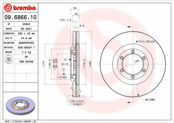 Breco BS 8231 Тормозной диск передний вентилируемый BS8231: Отличная цена - Купить в Польше на 2407.PL!