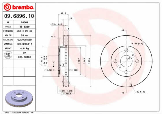 Breco BS 8239 Тормозной диск передний вентилируемый BS8239: Отличная цена - Купить в Польше на 2407.PL!