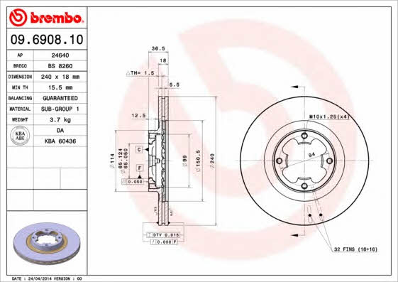 Breco BS 8260 Тормозной диск передний вентилируемый BS8260: Отличная цена - Купить в Польше на 2407.PL!