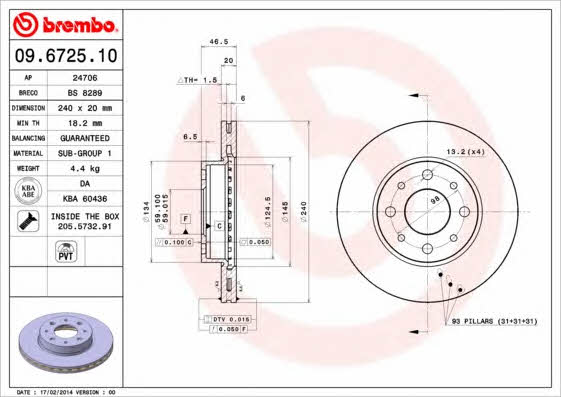 Breco BS 8289 Тормозной диск передний вентилируемый BS8289: Отличная цена - Купить в Польше на 2407.PL!