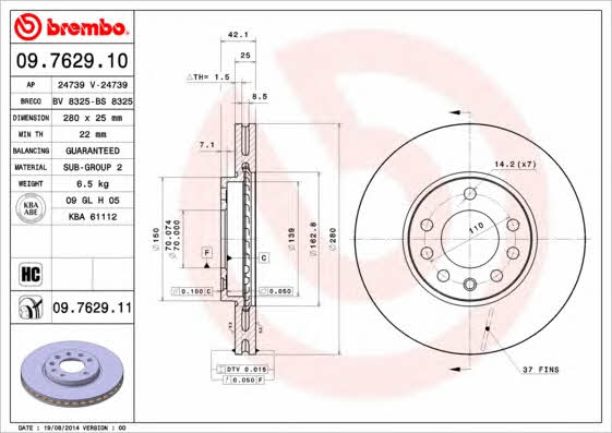 Breco BS 8325 Тормозной диск передний вентилируемый BS8325: Отличная цена - Купить в Польше на 2407.PL!