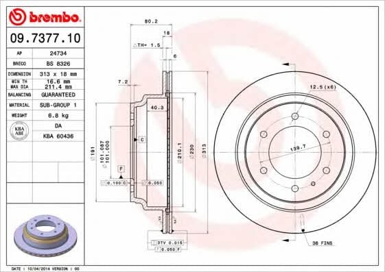 Breco BS 8326 Тормозной диск задний вентилируемый BS8326: Отличная цена - Купить в Польше на 2407.PL!