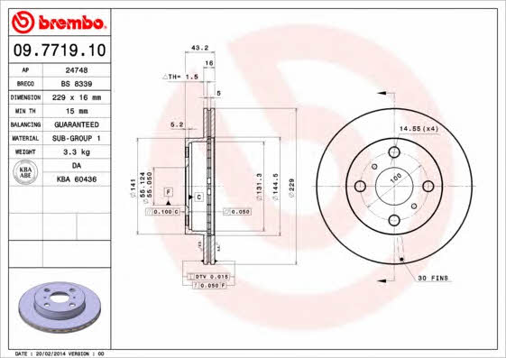 Breco BS 8339 Тормозной диск передний вентилируемый BS8339: Отличная цена - Купить в Польше на 2407.PL!