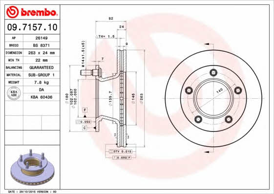 Breco BS 8371 Тормозной диск передний вентилируемый BS8371: Отличная цена - Купить в Польше на 2407.PL!