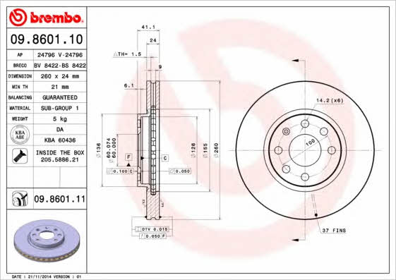 Breco BS 8422 Тормозной диск передний вентилируемый BS8422: Отличная цена - Купить в Польше на 2407.PL!