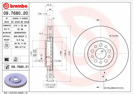 Breco BS 8448 Тормозной диск передний вентилируемый BS8448: Отличная цена - Купить в Польше на 2407.PL!