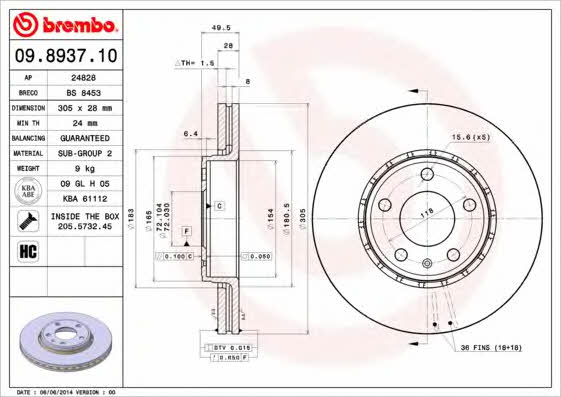 Breco BS 8453 Тормозной диск передний вентилируемый BS8453: Отличная цена - Купить в Польше на 2407.PL!