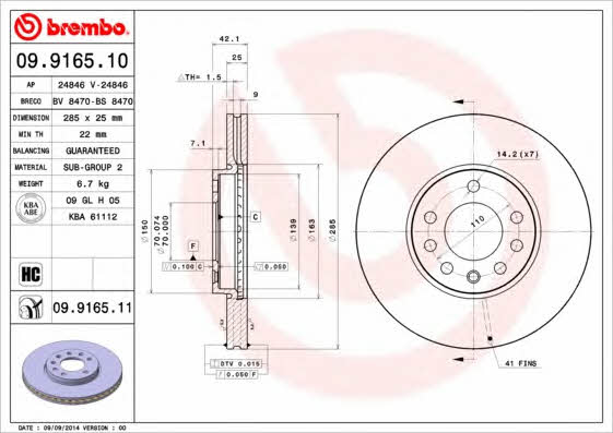 Breco BS 8470 Диск гальмівний передній вентильований BS8470: Приваблива ціна - Купити у Польщі на 2407.PL!